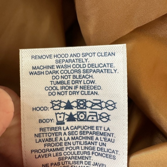 Lands End Down Puffer Parka Jacket with Faux Fur Hood Mid Thigh Tan Size 1X - Picture 12 of 15